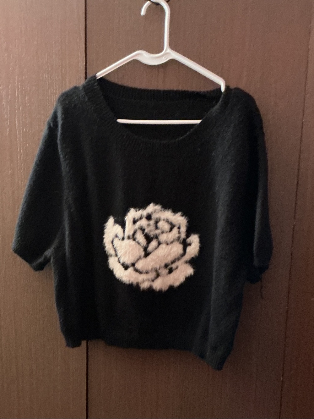 Cider Black Sweater with Cream Floral Motif